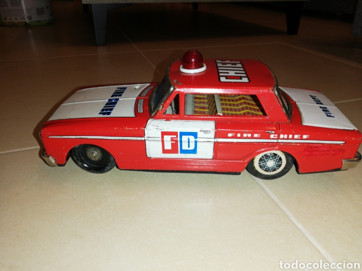 Juguetes antiguos de hojalata: Coche, de lata fire chief - Foto 9
