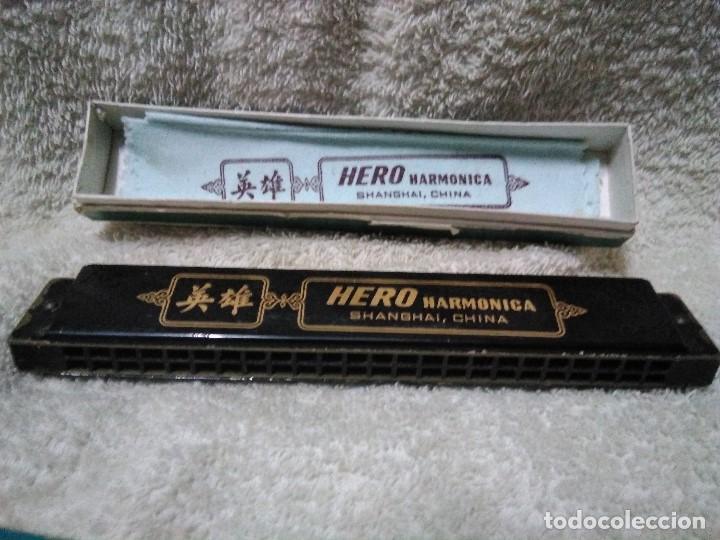 Juguetes antiguos de hojalata: Armonica marca HERO con caja - Foto 1