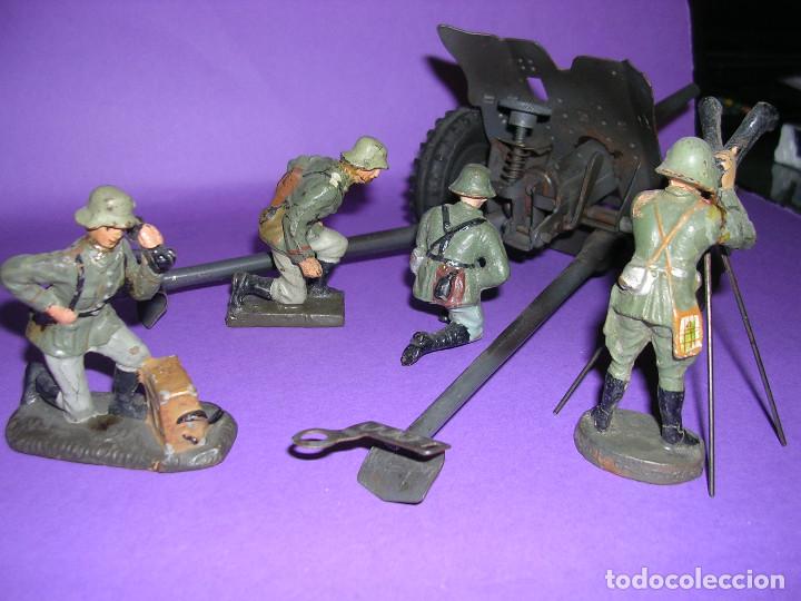 Juguetes antiguos de hojalata: CONJUNTO LINEOL/ ELASTOLIN GRUPO ARTILLERO 1940 - Foto 2