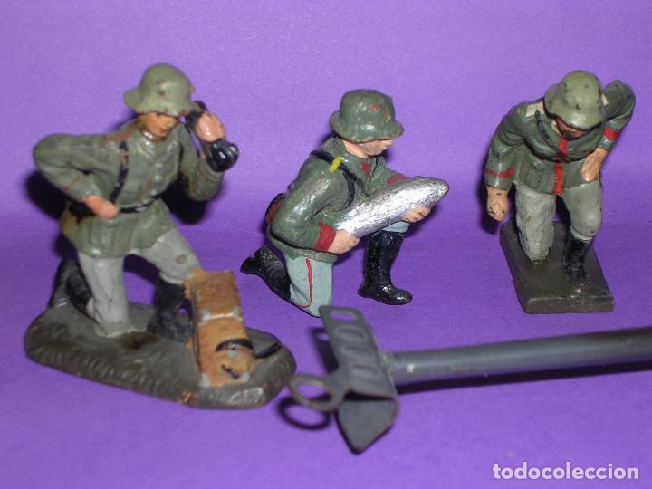 Juguetes antiguos de hojalata: CONJUNTO LINEOL/ ELASTOLIN GRUPO ARTILLERO 1940 - Foto 5