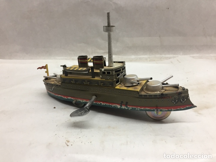 Juguetes antiguos de hojalata: Barco de hojalata - Foto 1