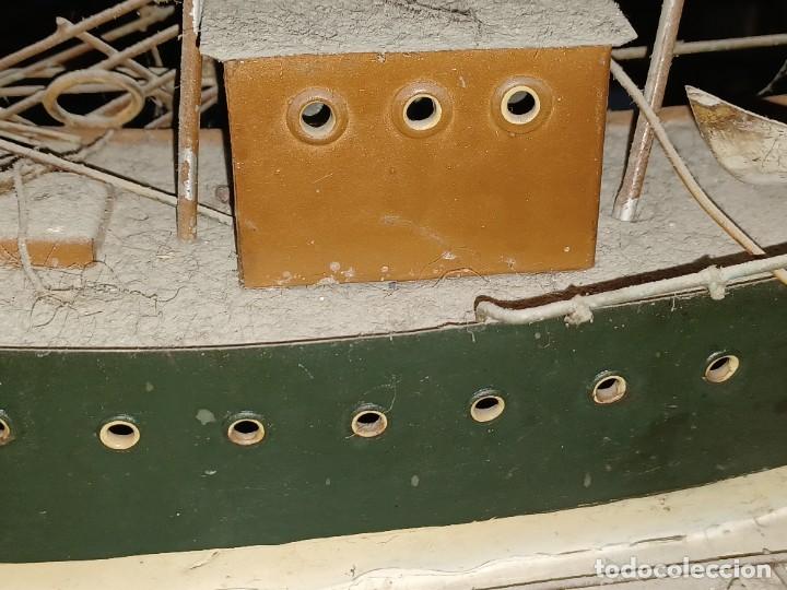 Juguetes antiguos de hojalata: antiguo barco GRANDE alicante hojalata Y MADERA Juguete posiblemente paya o rico por restaurar - Foto 11 - 52741543