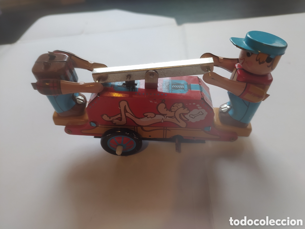 Juguetes antiguos de hojalata: Carrito de ferrocarril de hojalata - Foto 3
