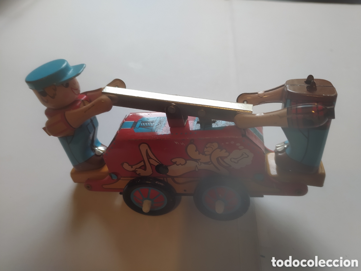 Juguetes antiguos de hojalata: Carrito de ferrocarril de hojalata - Foto 1