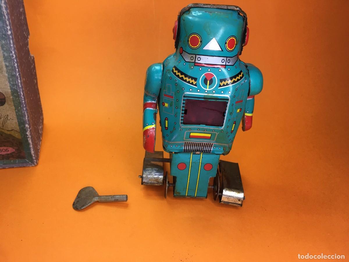 Juguetes antiguos de hojalata: ROBOT DE HOJALATA MECHANICAL MIGHTY ROBOT - Foto 6