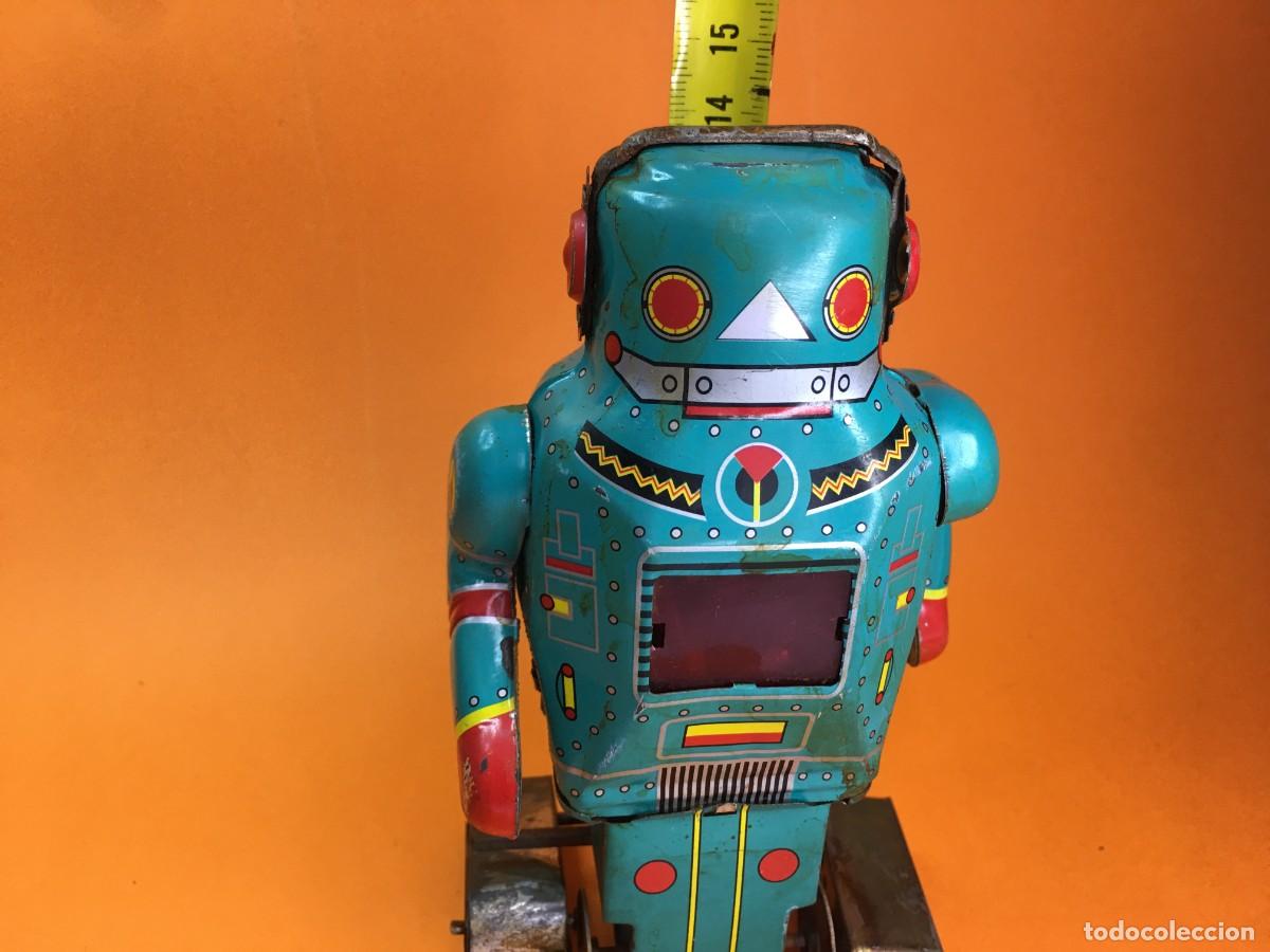 Juguetes antiguos de hojalata: ROBOT DE HOJALATA MECHANICAL MIGHTY ROBOT - Foto 9