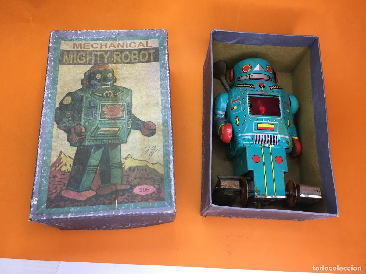Juguetes antiguos de hojalata: ROBOT DE HOJALATA MECHANICAL MIGHTY ROBOT - Foto 10