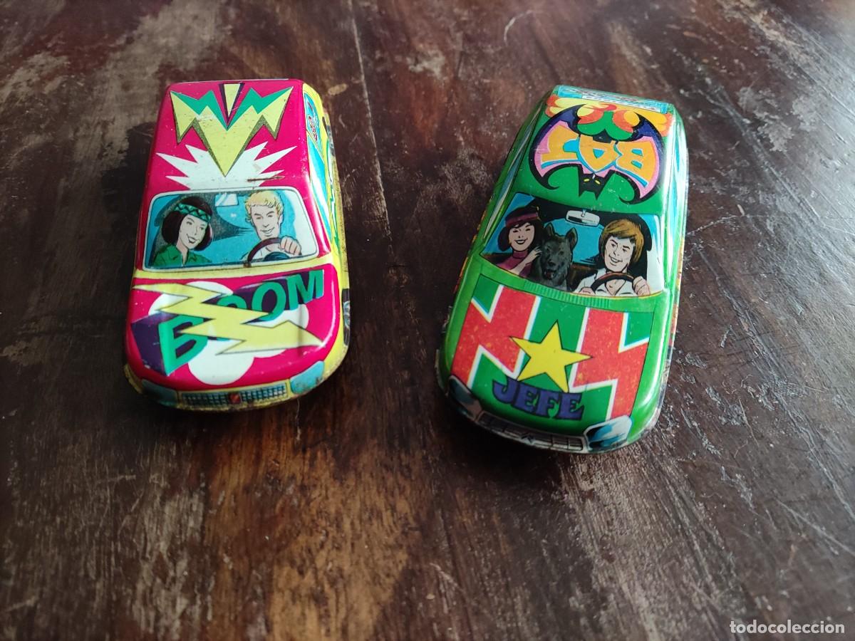 Juguetes antiguos de hojalata: DOS COCHES DE HOJALATA DE SCOOBY DOO - Foto 1