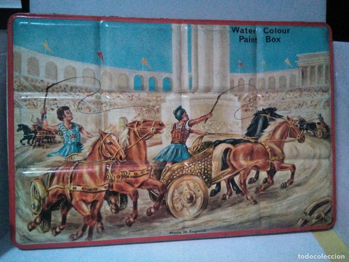 Juguetes antiguos de hojalata: Caja de acuarelas de hojalata - Foto 1