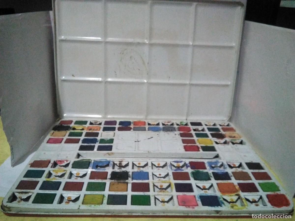 Juguetes antiguos de hojalata: Caja de acuarelas de hojalata - Foto 2
