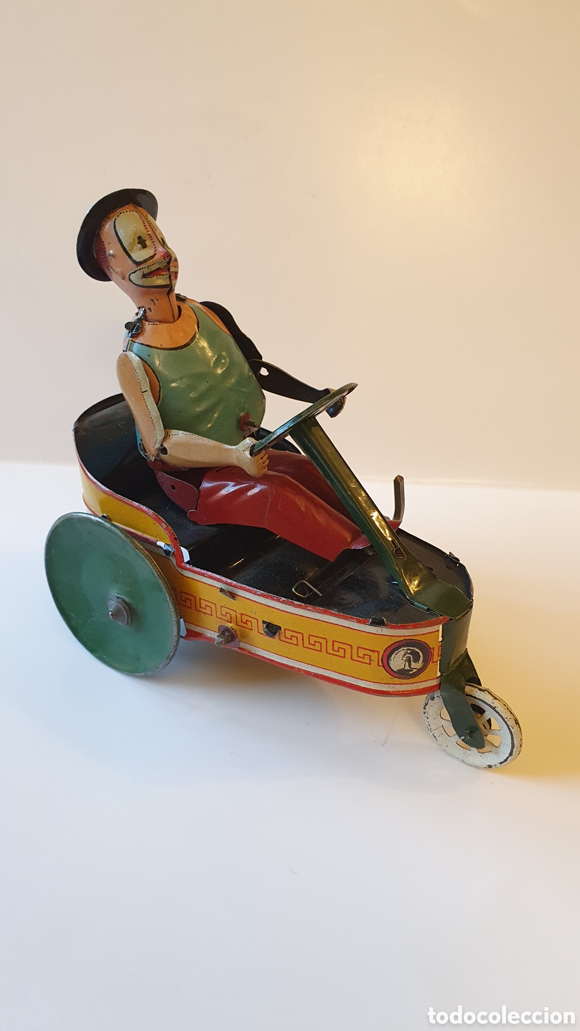 Juguetes antiguos de hojalata: PAYASO RAMPER EN CARRITO DE PAYA - Foto 2
