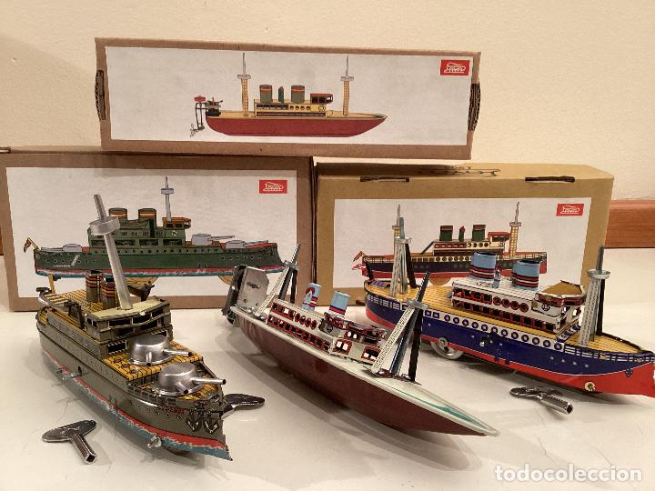 Juguetes antiguos de hojalata: Lote barcos paya - Foto 4