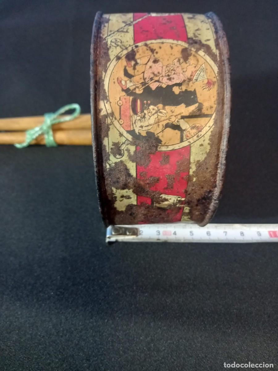 Juguetes antiguos de hojalata: Tambor de lata litografiado - Foto 8