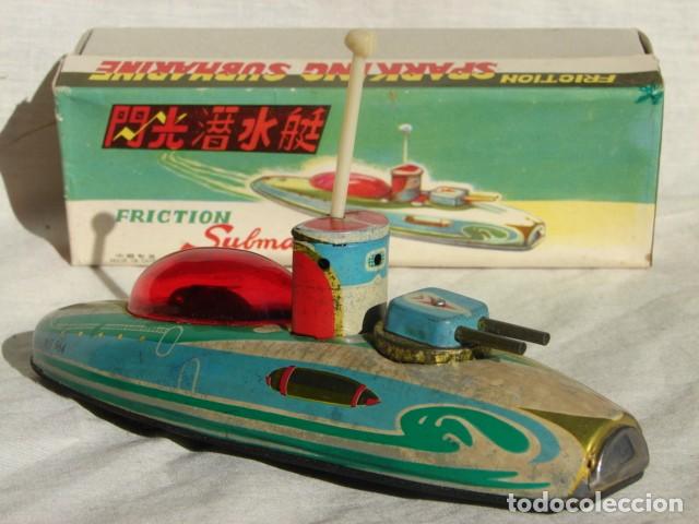 Juguetes antiguos de hojalata: FRICTION SPARKING SUBMARINE - MADE IN CHINA REF: 964 - Foto 1
