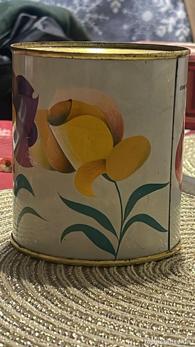 Juguetes antiguos de hojalata: HUCHA LECHE CONDENSADA EL CASTILLO FLORES - Foto 2