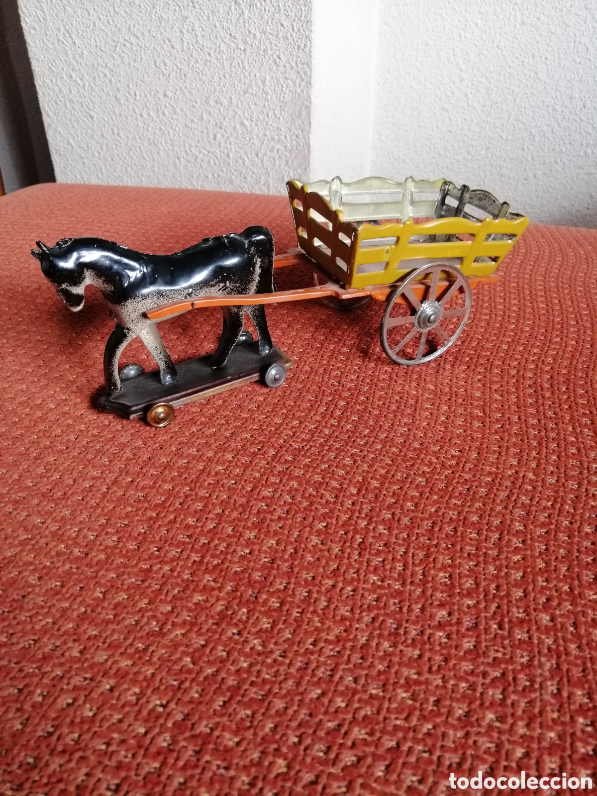 Juguetes antiguos de hojalata: CARRO CON CABALLO - Foto 2