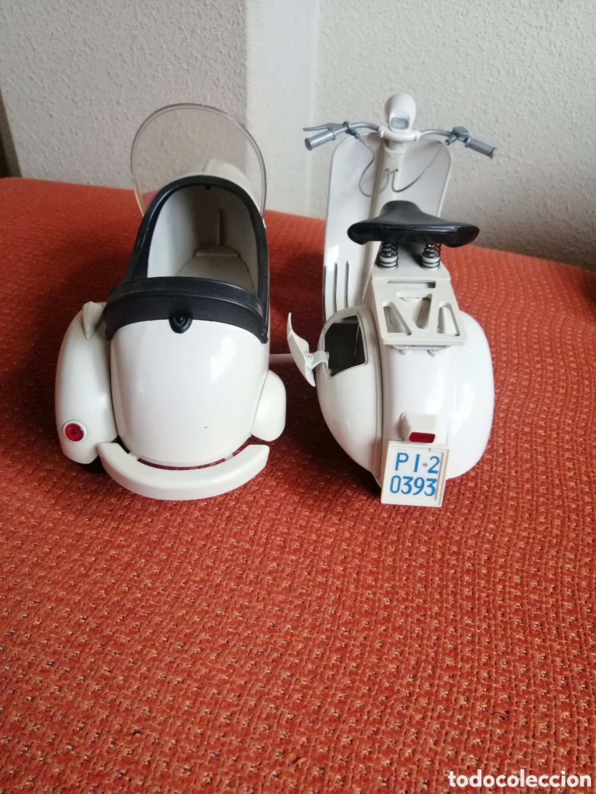 Juguetes antiguos de hojalata: MOTO VESPA CON SIDECAR - Foto 3