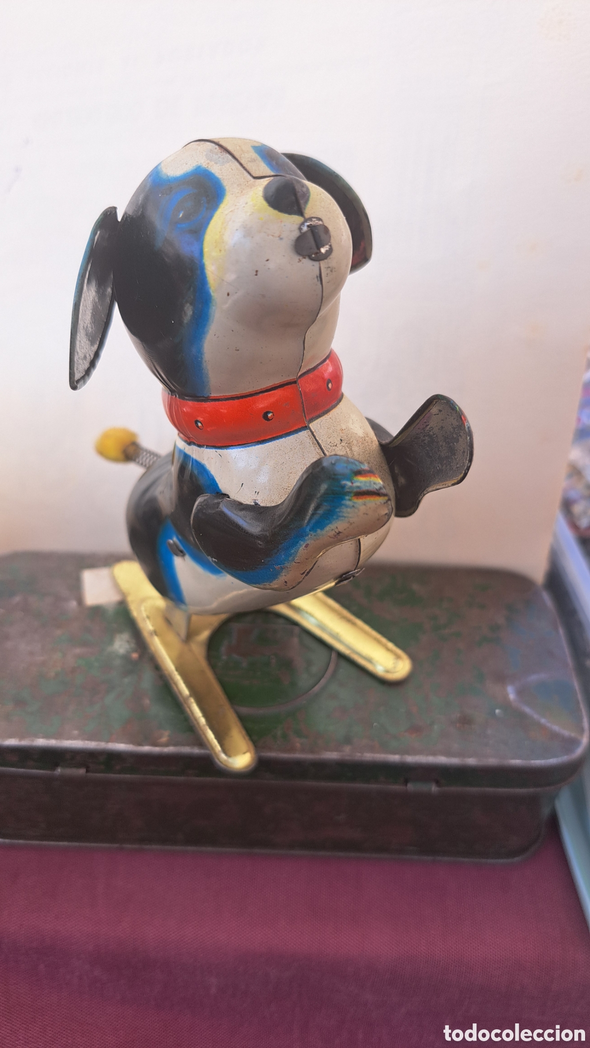 Juguetes antiguos de hojalata: Perro de cuerda en hojalata - Foto 6