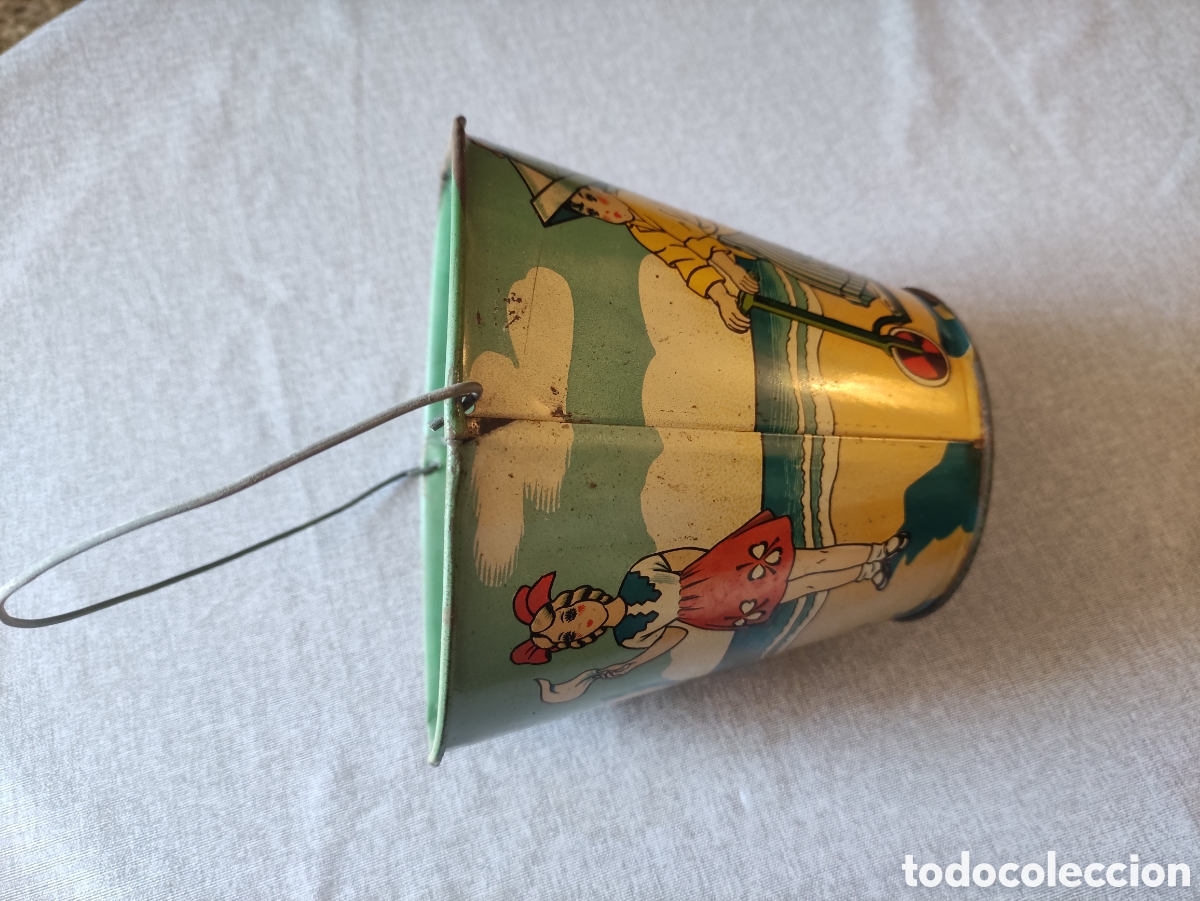 Juguetes antiguos de hojalata: Cubo de hojalata de Rico - Foto 6