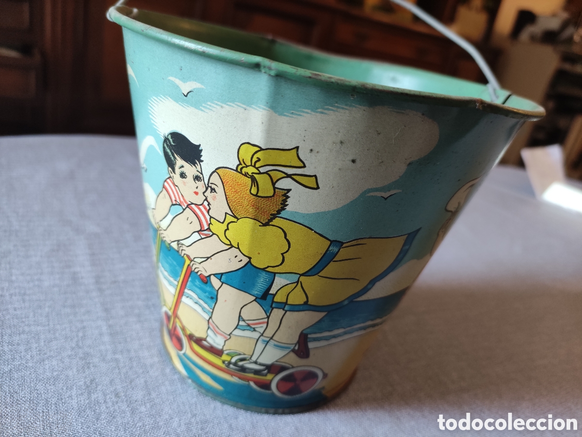 Juguetes antiguos de hojalata: Cubo de hojalata de Rico - Foto 1