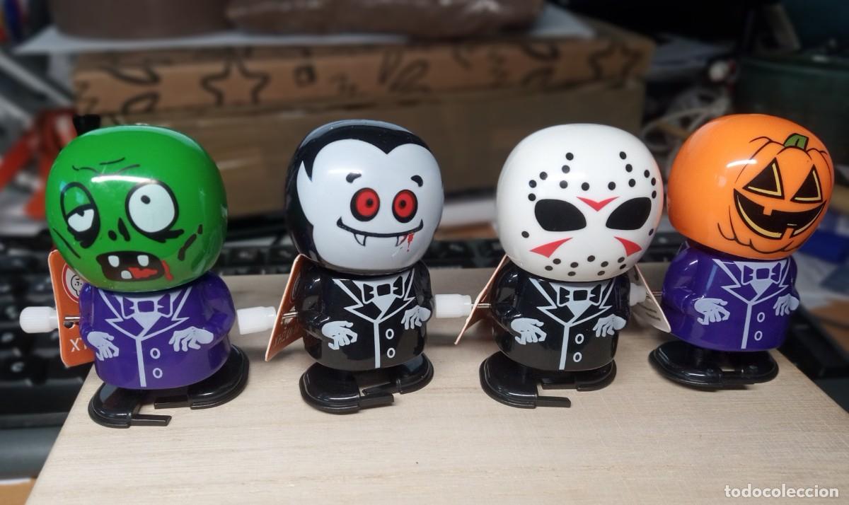 Juguetes antiguos de hojalata: Mu&ntilde;ecos de cuerda de halloween (pack de 4) - Foto 1