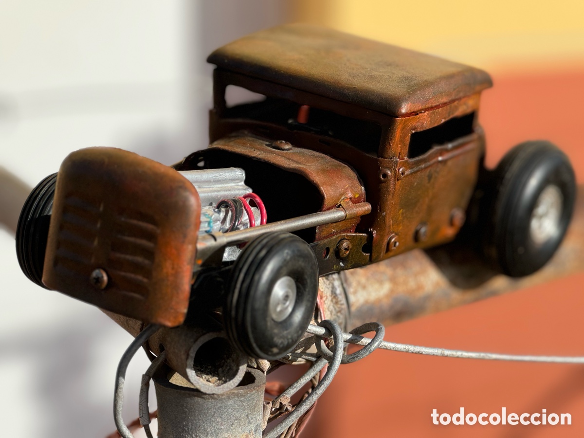 Juguetes antiguos de hojalata: Auto Rat rod artesanal - Foto 2