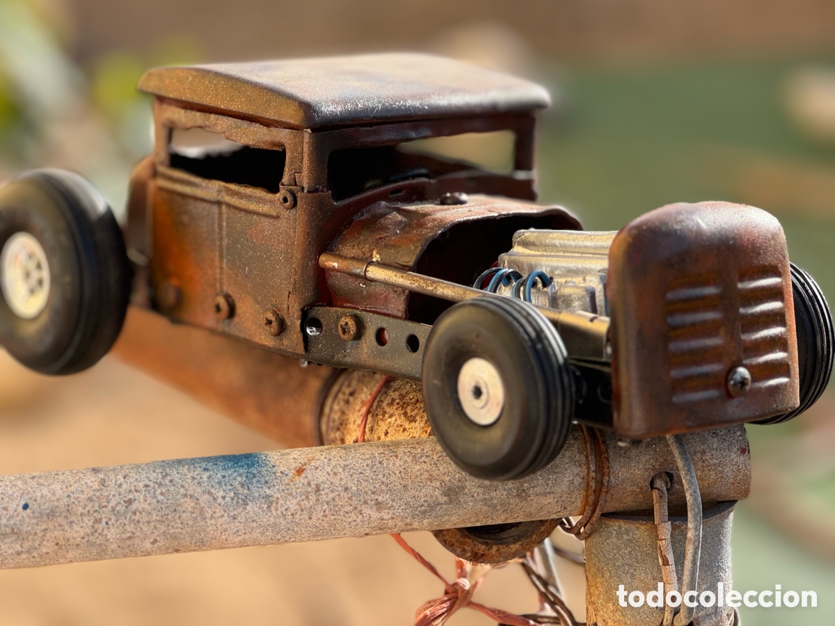 Juguetes antiguos de hojalata: Auto Rat rod artesanal - Foto 3