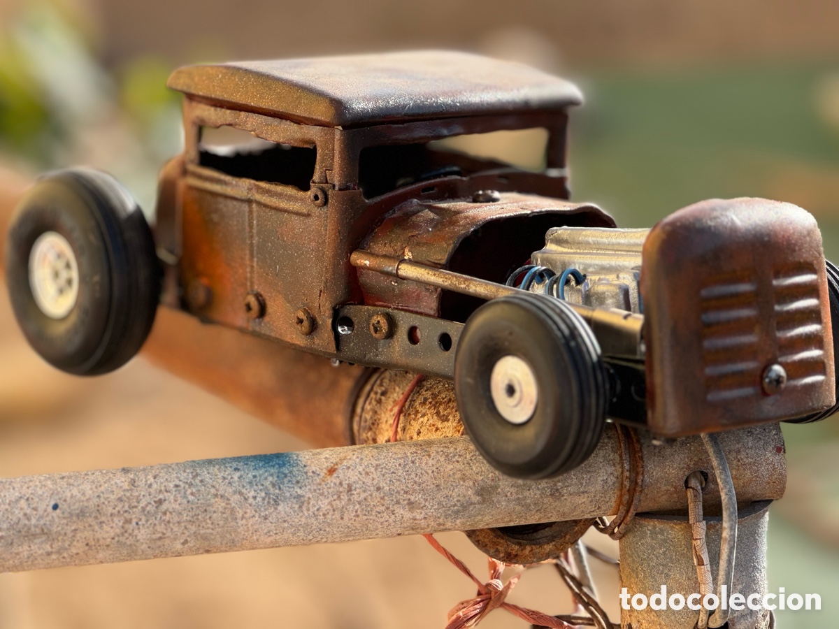 Juguetes antiguos de hojalata: Auto Rat rod artesanal - Foto 4