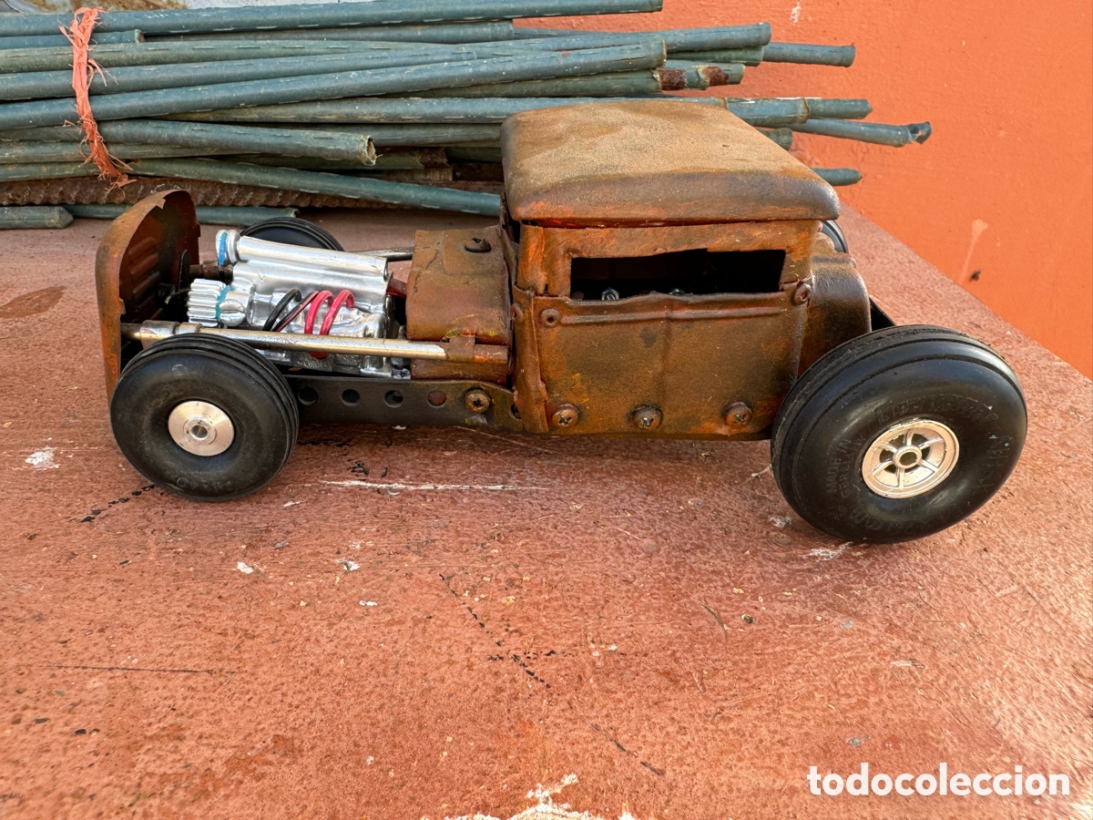 Juguetes antiguos de hojalata: Auto Rat rod artesanal - Foto 6