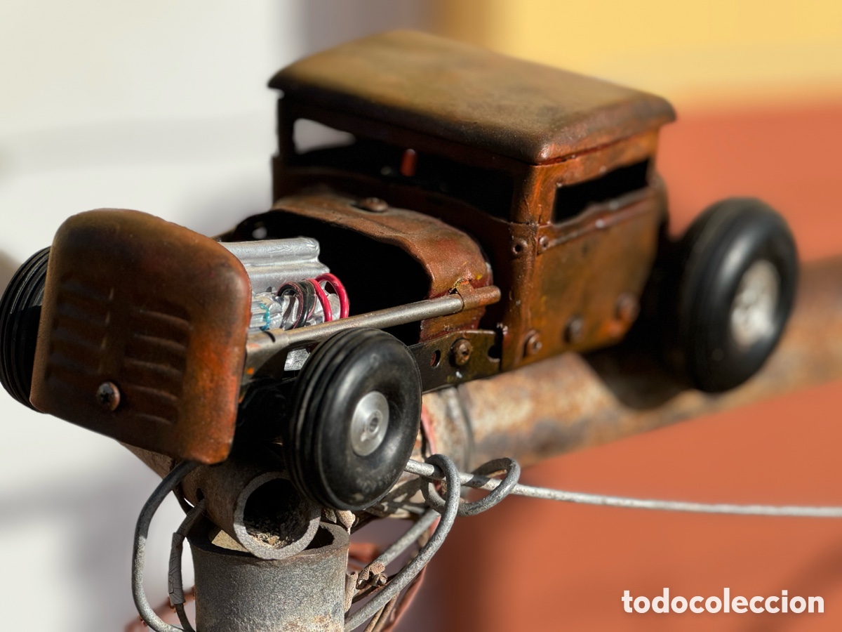Juguetes antiguos de hojalata: Auto Rat rod artesanal - Foto 1