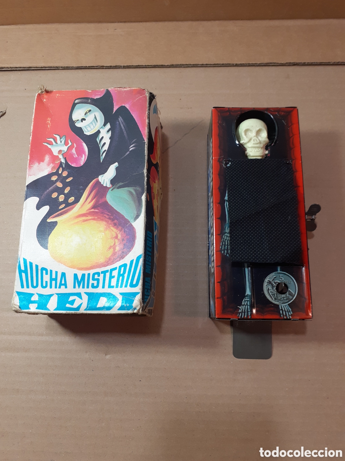 Juguetes antiguos de hojalata: Hucha Misterio Hedi. Funciona perfectamente. - Foto 1