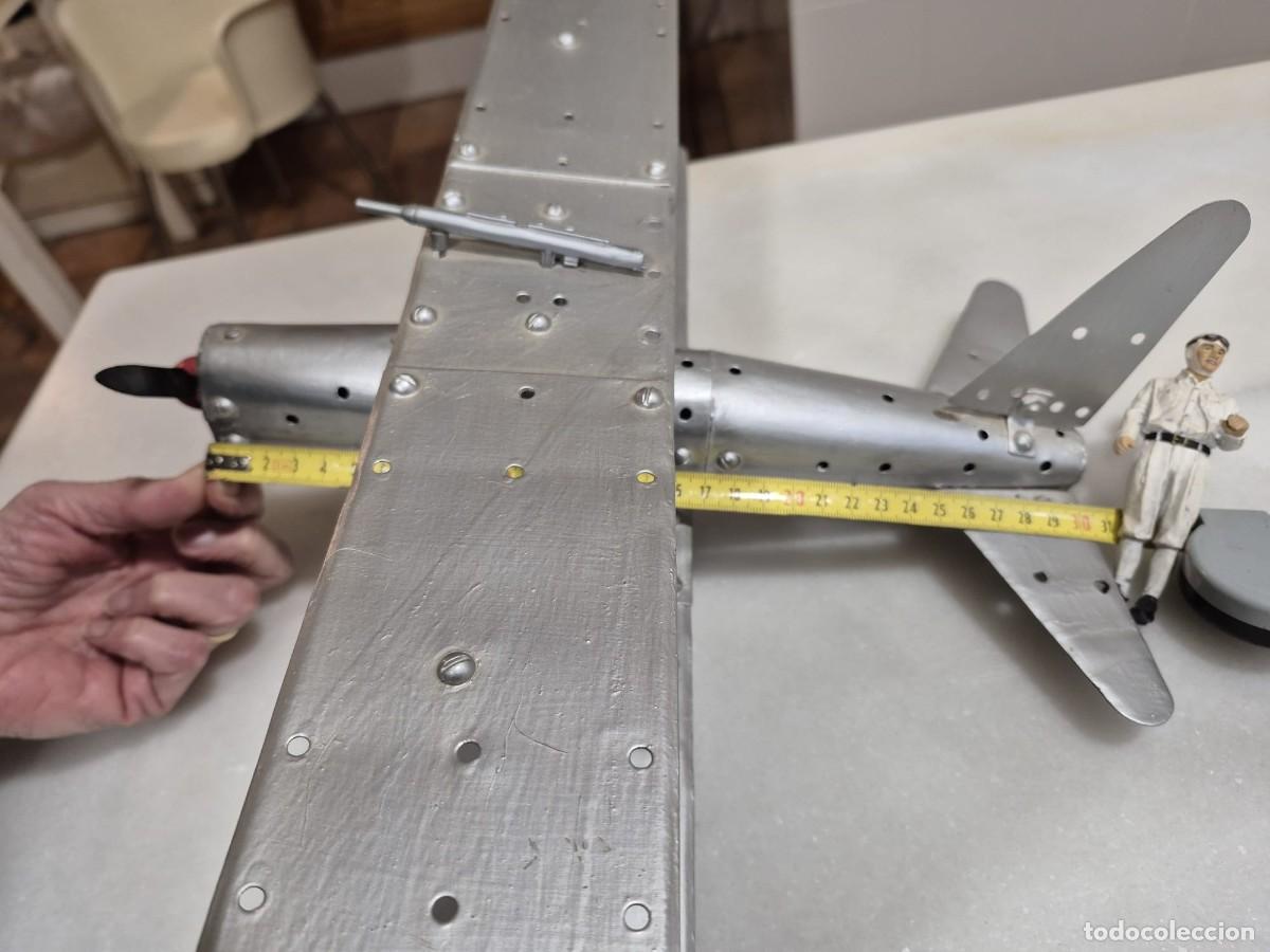 Juguetes antiguos de hojalata: Biplano Meccano modificado - Foto 6