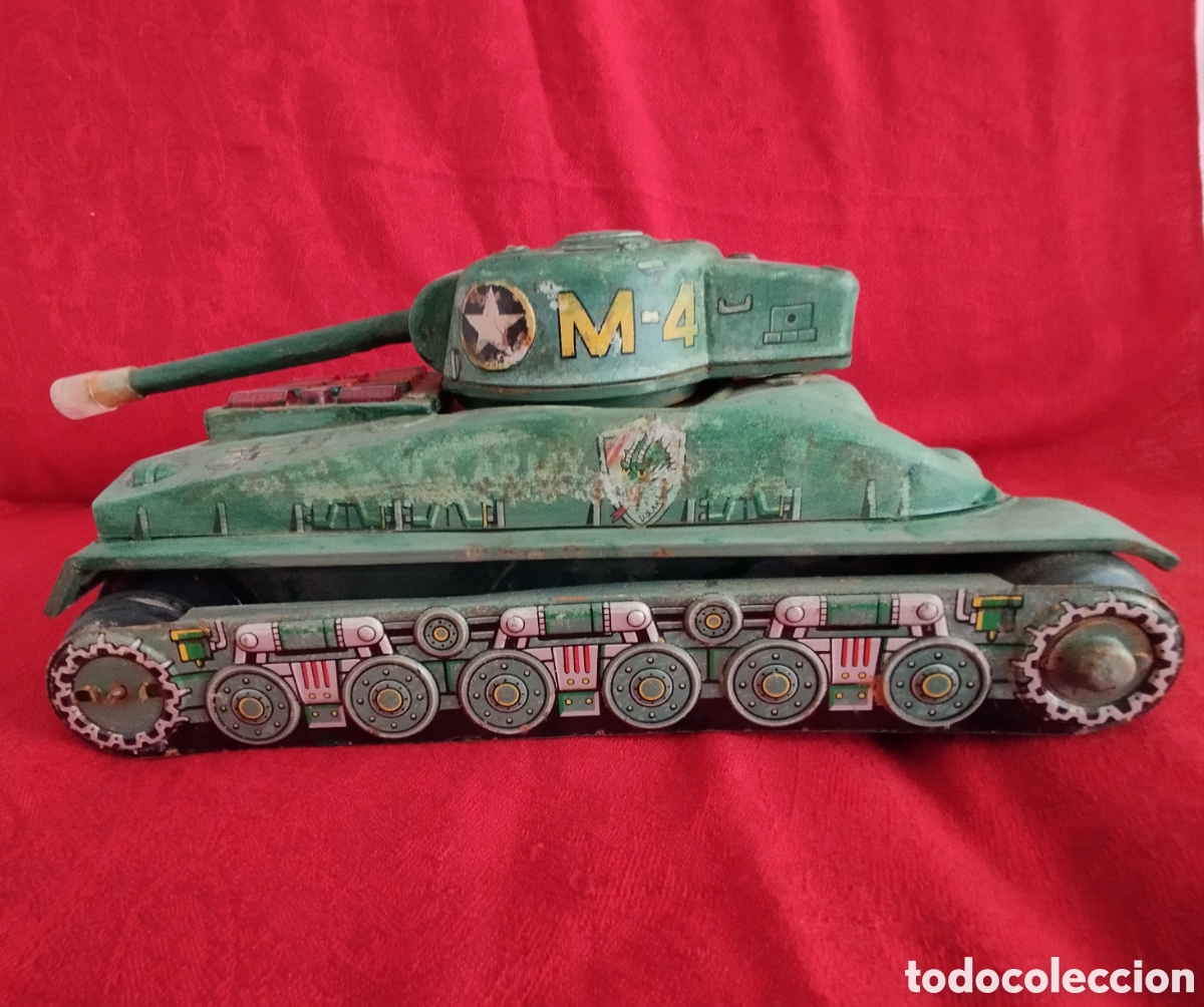 Juguetes antiguos de hojalata: Tanque de Hojalata Sherman. - Foto 2