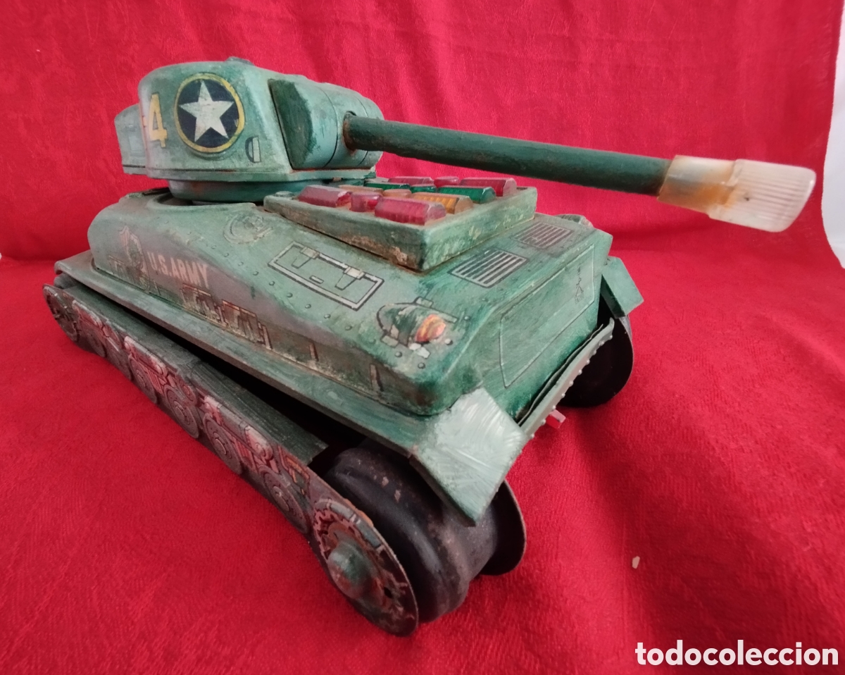 Juguetes antiguos de hojalata: Tanque de Hojalata Sherman. - Foto 5