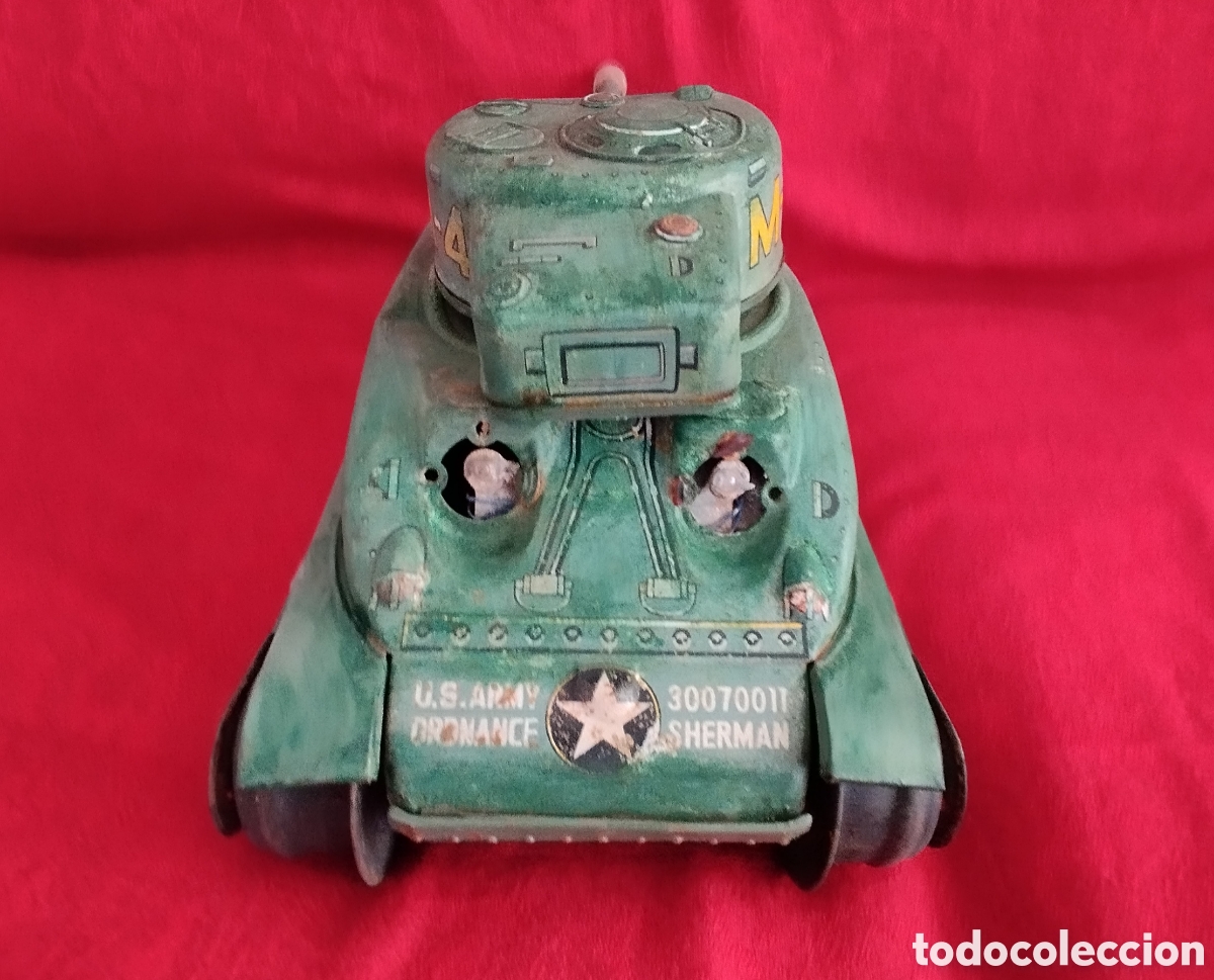 Juguetes antiguos de hojalata: Tanque de Hojalata Sherman. - Foto 6