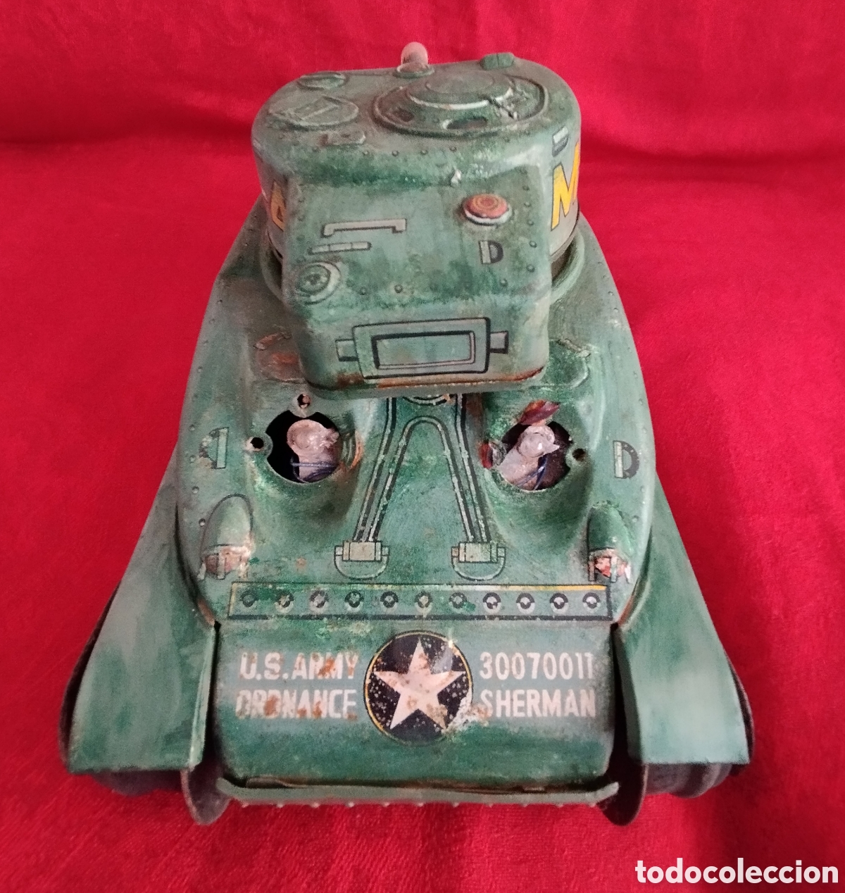 Juguetes antiguos de hojalata: Tanque de Hojalata Sherman. - Foto 8