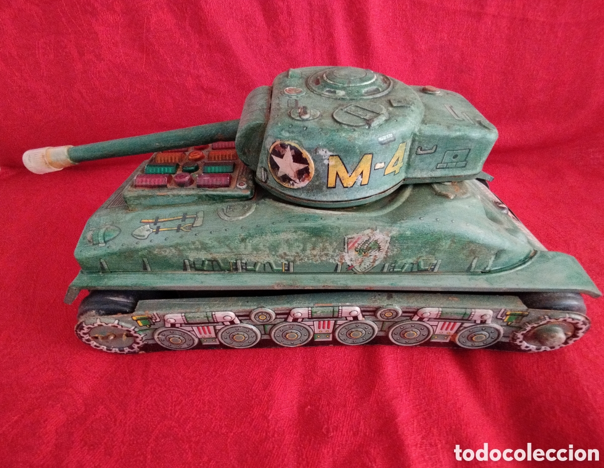 Juguetes antiguos de hojalata: Tanque de Hojalata Sherman. - Foto 1