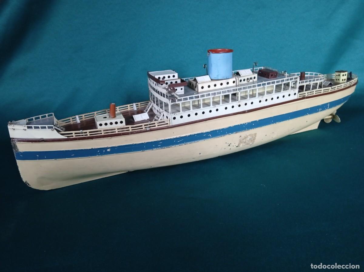 Juguetes antiguos de hojalata: Antiguo BARCO de Hojalata, Fleischmann. - Foto 1