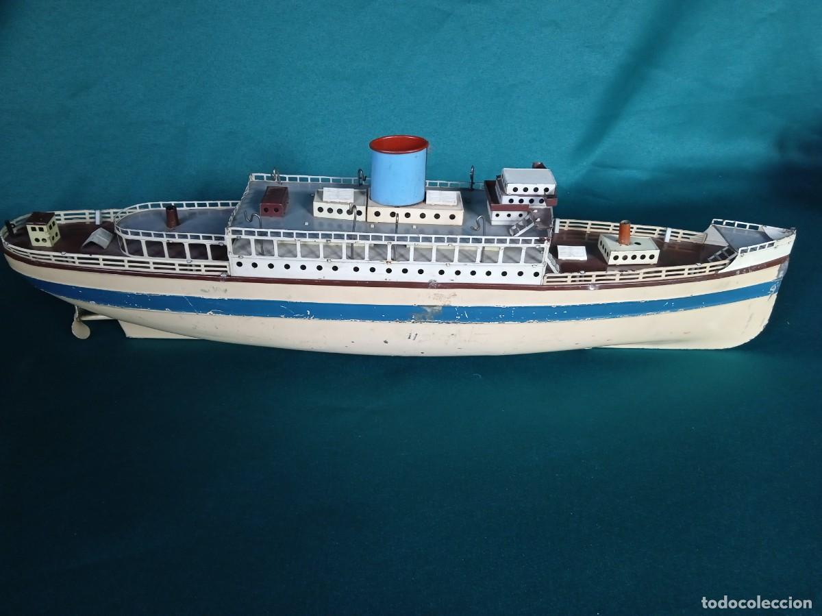 Juguetes antiguos de hojalata: Antiguo BARCO de Hojalata, Fleischmann. - Foto 2