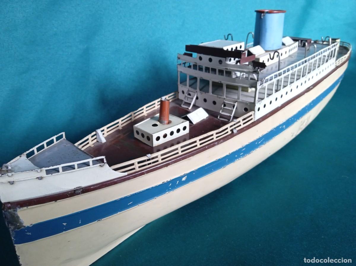 Juguetes antiguos de hojalata: Antiguo BARCO de Hojalata, Fleischmann. - Foto 4