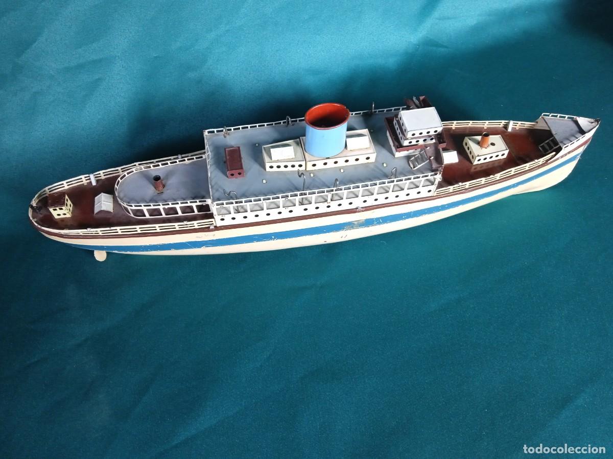 Juguetes antiguos de hojalata: Antiguo BARCO de Hojalata, Fleischmann. - Foto 5