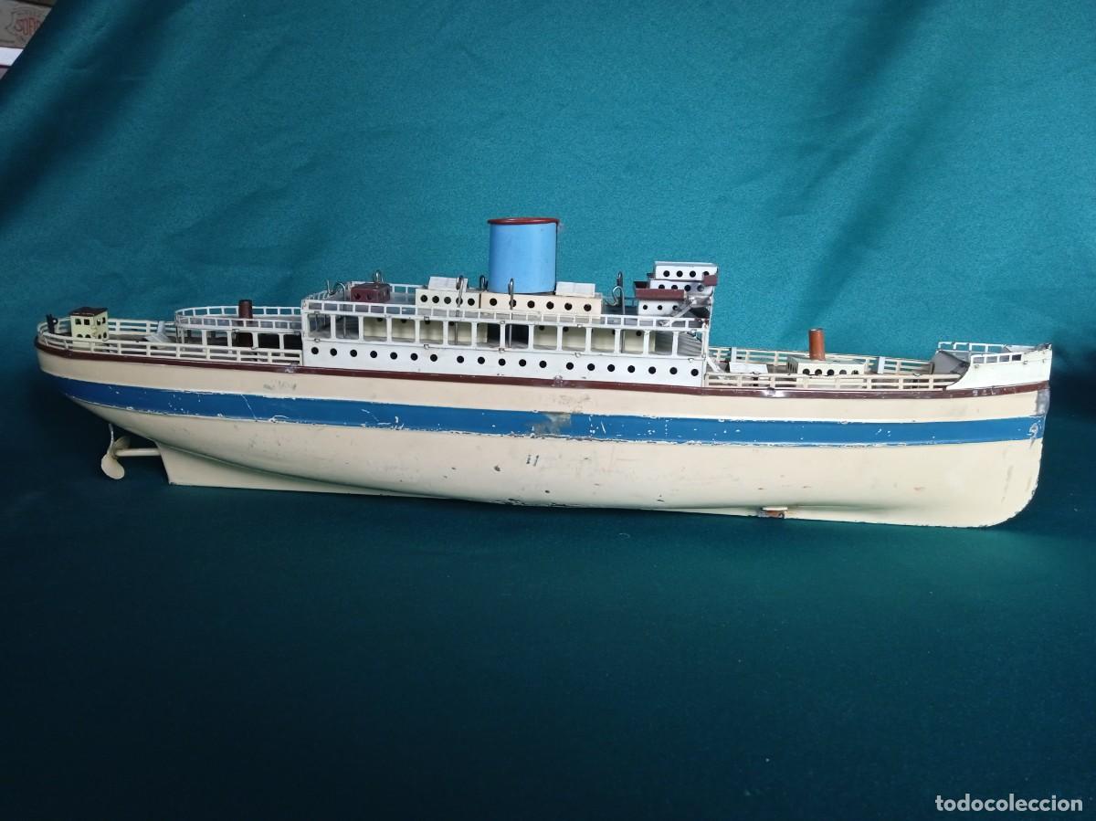 Juguetes antiguos de hojalata: Antiguo BARCO de Hojalata, Fleischmann. - Foto 6