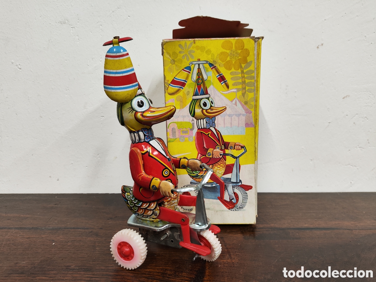 Juguetes antiguos de hojalata: ANTIGUO PATO CICLISTA DE EGE - Foto 1