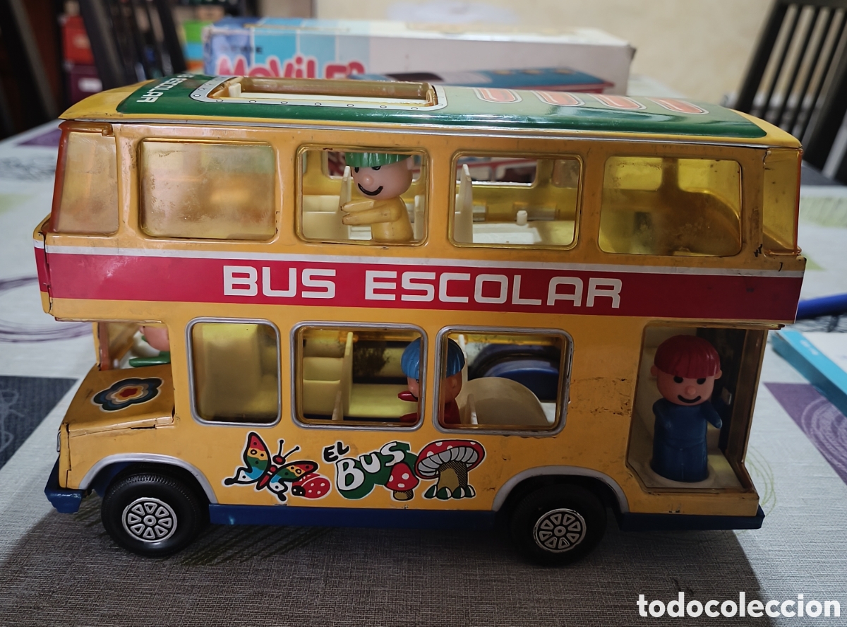 Juguetes antiguos de hojalata: Bus escolar de hojalata - Foto 2