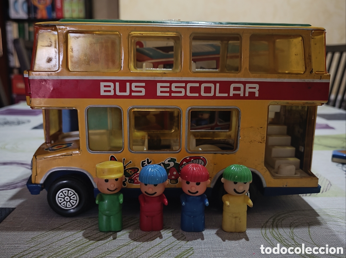Juguetes antiguos de hojalata: Bus escolar de hojalata - Foto 1