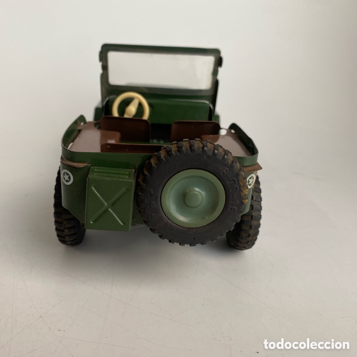Juguetes antiguos de hojalata: Coche Jeep militar ites - Foto 2