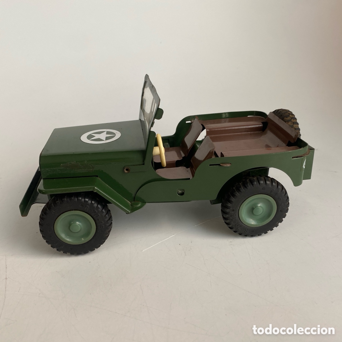 Juguetes antiguos de hojalata: Coche Jeep militar ites - Foto 3