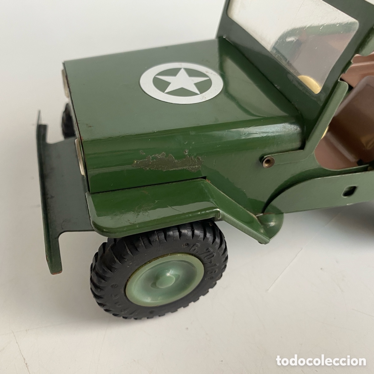 Juguetes antiguos de hojalata: Coche Jeep militar ites - Foto 4