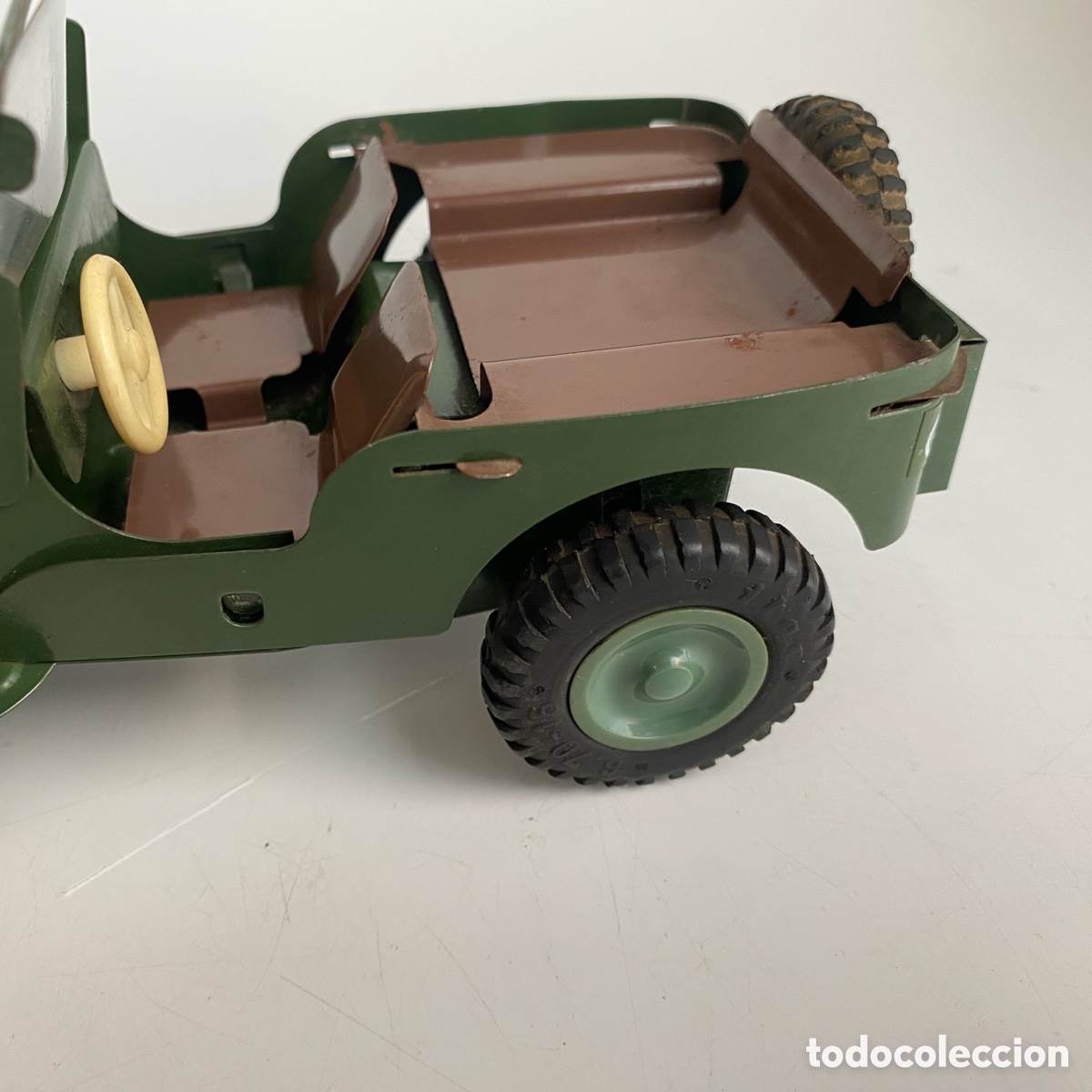 Juguetes antiguos de hojalata: Coche Jeep militar ites - Foto 5