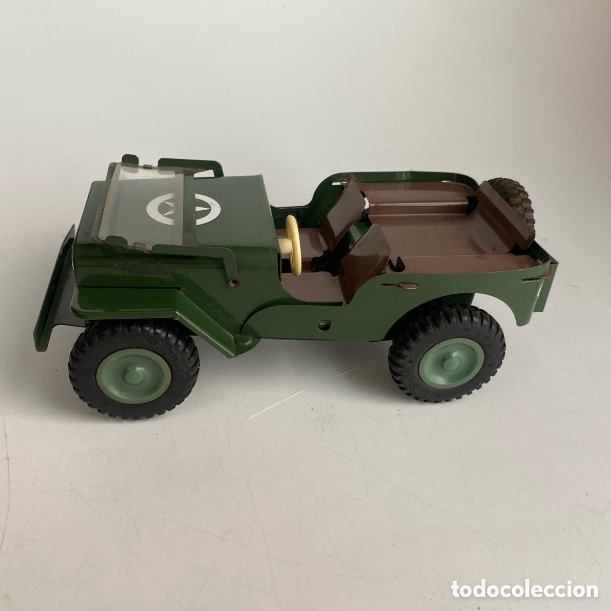 Juguetes antiguos de hojalata: Coche Jeep militar ites - Foto 6